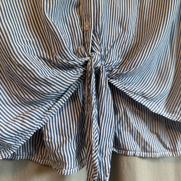 Blue & White Striped T-Shirt Blouse - Picture 2 of 5